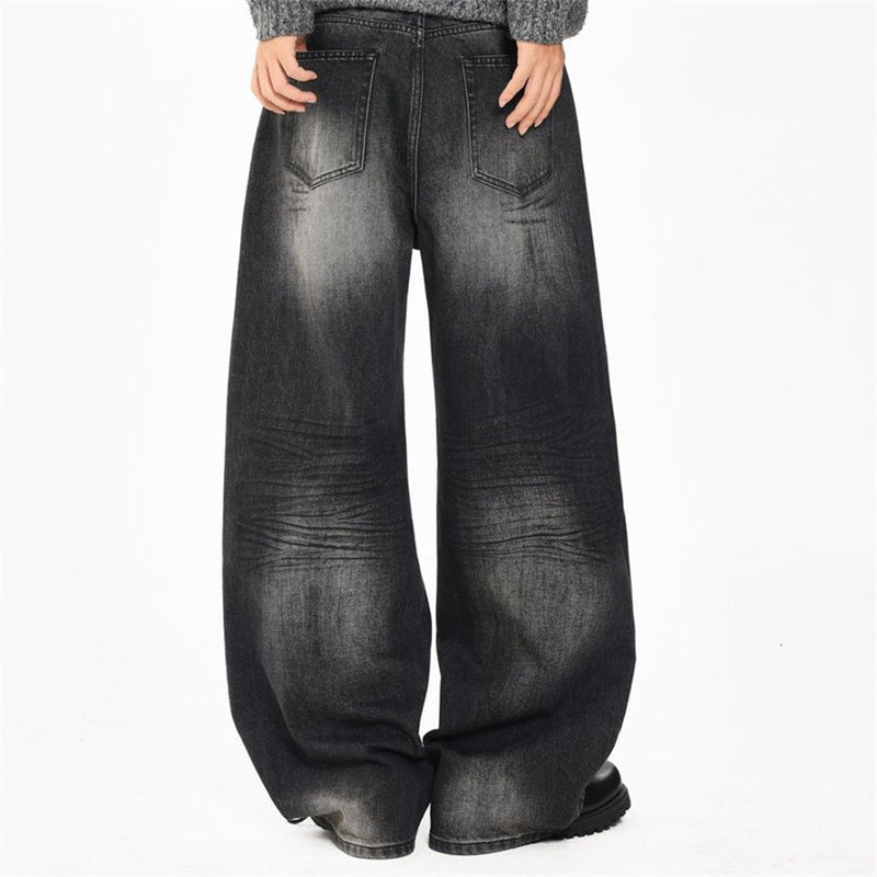 Black Baggy Jeans Men – Wide Leg Washed Vintage Distressed Denim