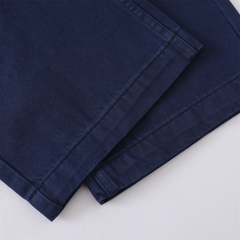 Wide-Leg Pleated Trousers – Men's High-Street Solid Color Straight-Cut Pants