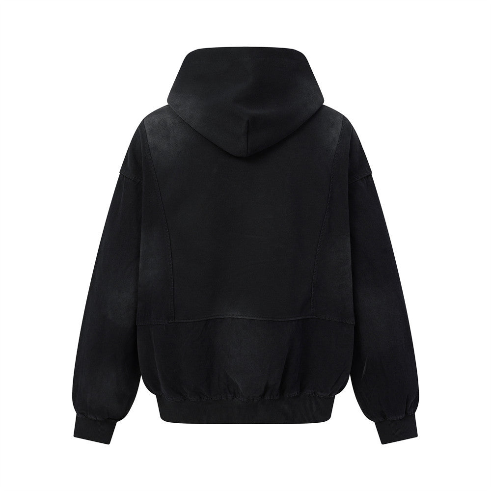 Hoodie oversize à enfiler, patchwork déconstruit, délavé et usé