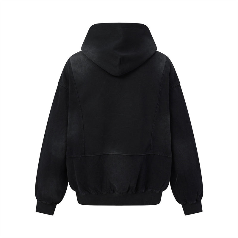 Hoodie oversize à enfiler, patchwork déconstruit, délavé et usé