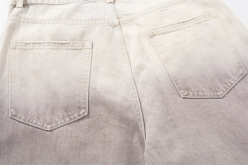 Wide-Leg Jeans – Gradient Tie-Dye Wash with Pearl Bead Embellishments