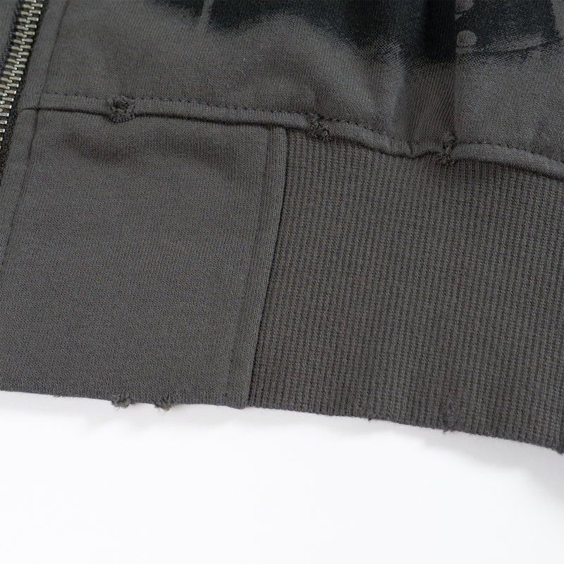 Spectravision Graphic Zip-Up Hoodie – Washed Oversized Heavy Fleece