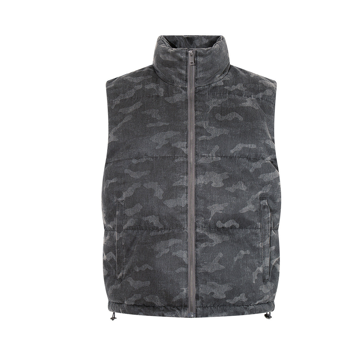 Camo Puffer Vest Men's Sleeveless Padded Gilet with Stand Collar