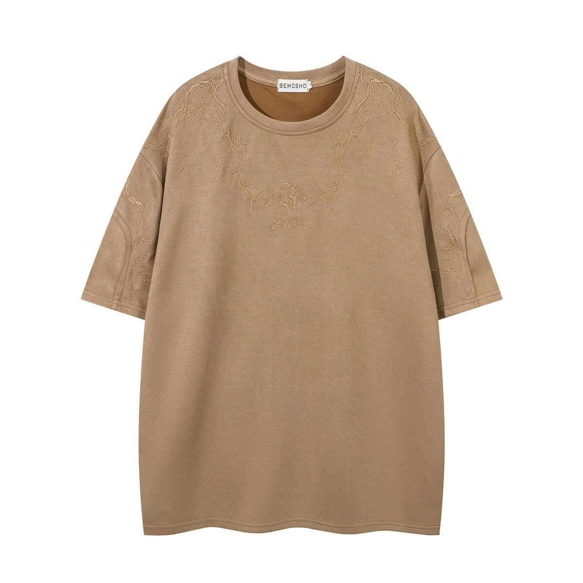Oversized Gothic-T-Shirt mit Dornenstickerei – Kurzarmshirt im American-Streetwear-Stil