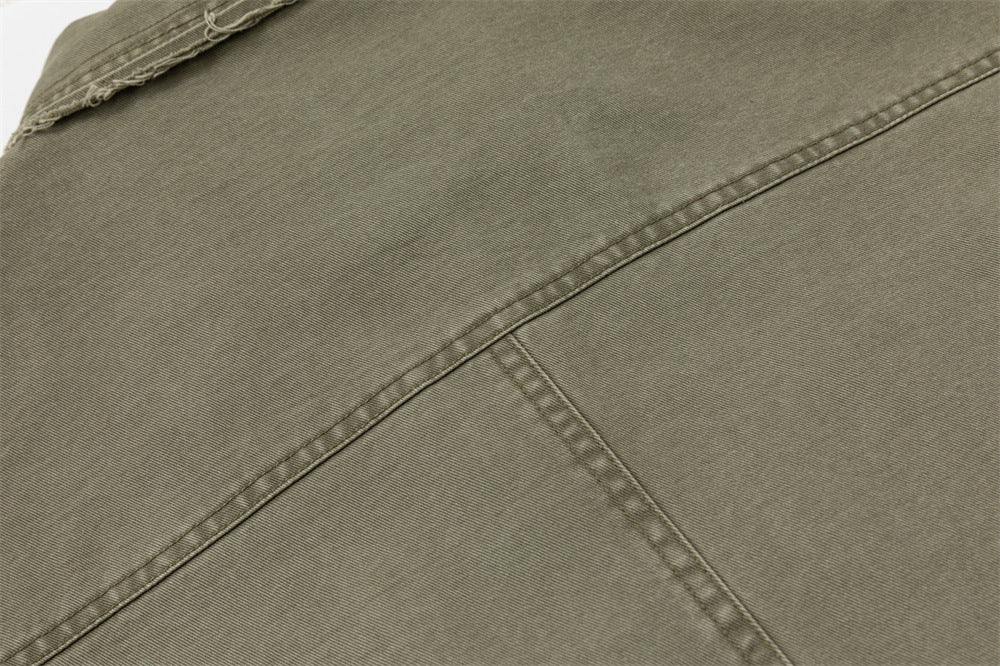 Oversized Workwear Jacket – Men's Olive Double-Breasted Utility Coat