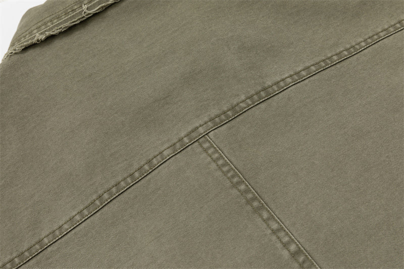Oversized Workwear Jacket – Men's Olive Double-Breasted Utility Coat