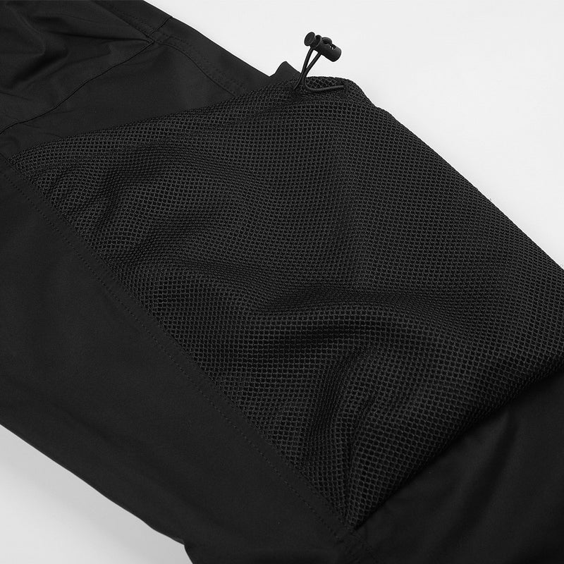 Men's Black Cargo Utility Pants with Mesh Panels & Wide-Leg Silhouette
