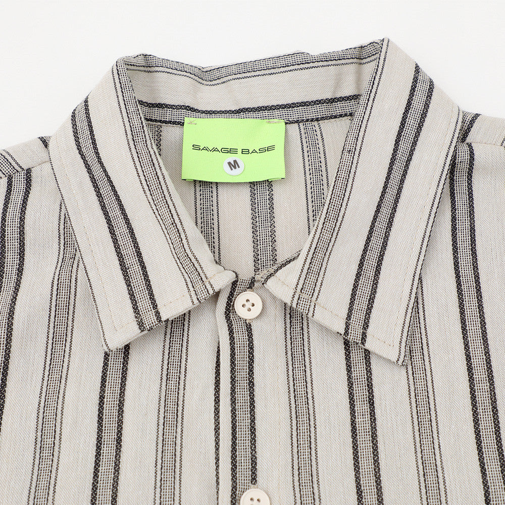 Vertical Stripe Short Sleeve Shirt – Oversized Relaxed Fit