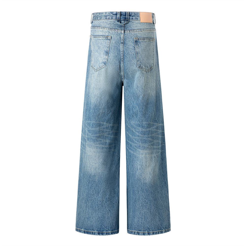 Wide-Leg Jeans – American Vintage Gradient Wash, Distressed Baggy Fit