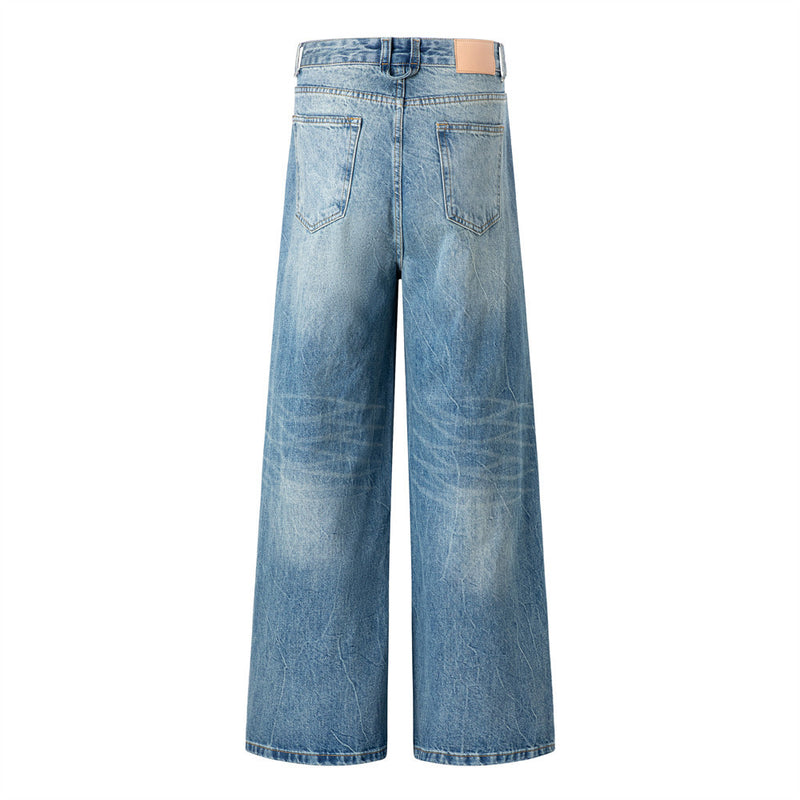 Wide-Leg Jeans – American Vintage Gradient Wash, Distressed Baggy Fit