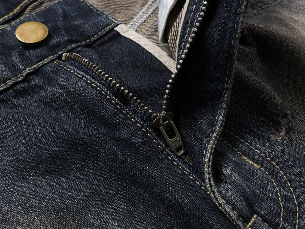 Distressed Patchwork Wide-Leg Jeans – Baggy Ripped Denim with Washed Finish
