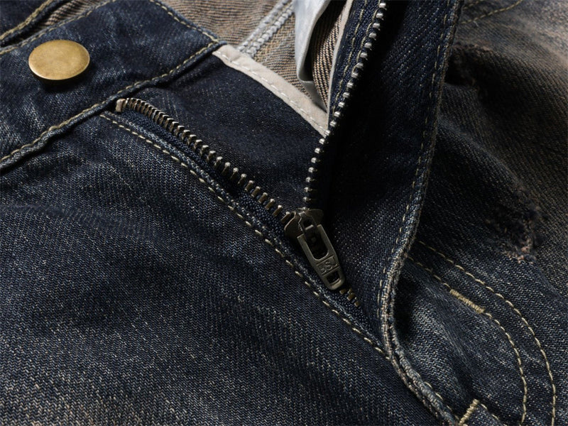 Distressed Patchwork Wide-Leg Jeans – Baggy Ripped Denim with Washed Finish