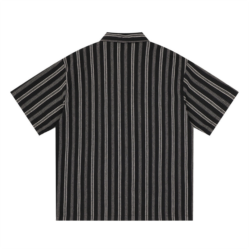 Vertical Stripe Short Sleeve Shirt – Oversized Relaxed Fit