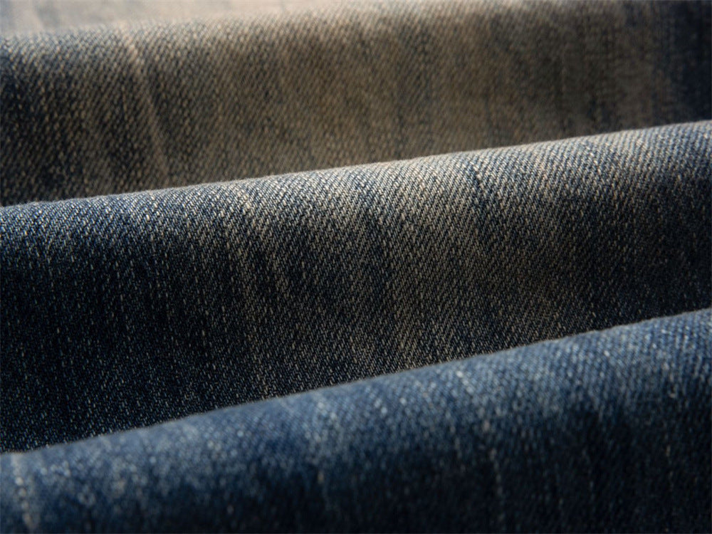 Baggy Jeans with Designs – Men's Vintage Distressed Wide-Leg Denim Pants