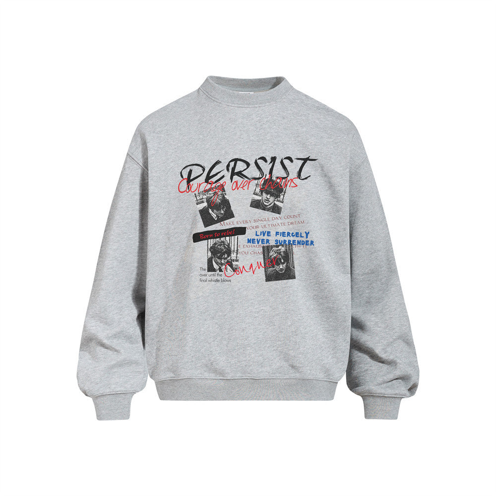Persist Graphic Print Oversized Crewneck Sweatshirt