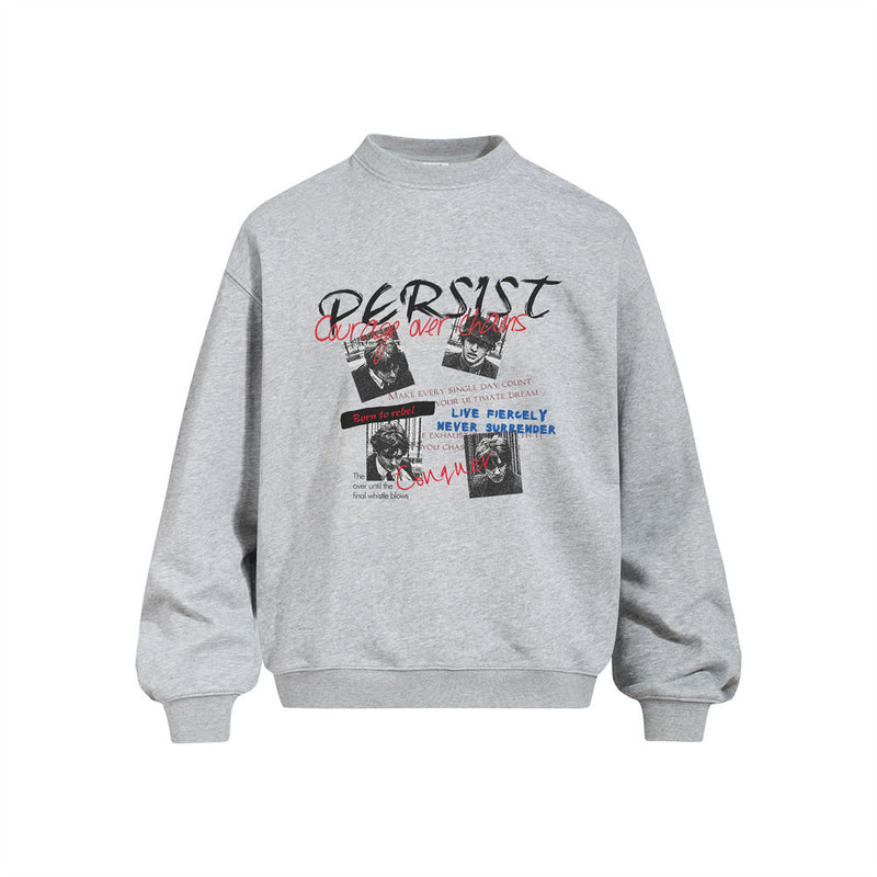 Persist Graphic Print Oversized Crewneck Sweatshirt