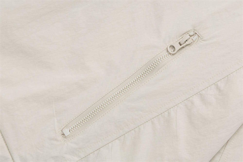 Oversized Stand-Collar Zip-Up Jacket – Men's Relaxed Fit with Zip Pockets