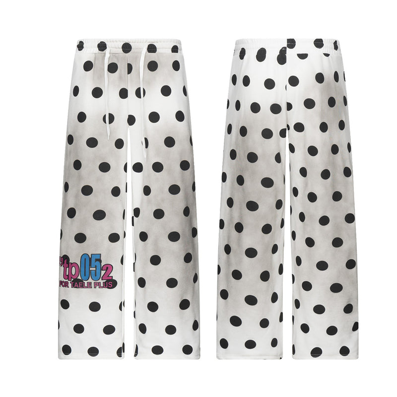 Pantalon de survêtement large à pois – Coupe décontractée délavée à l’acide