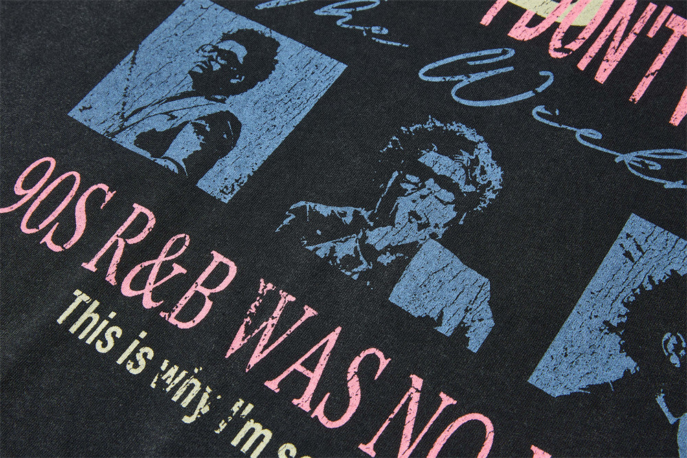 90s R&B Vintage Graphic Print Short Sleeve T-Shirt