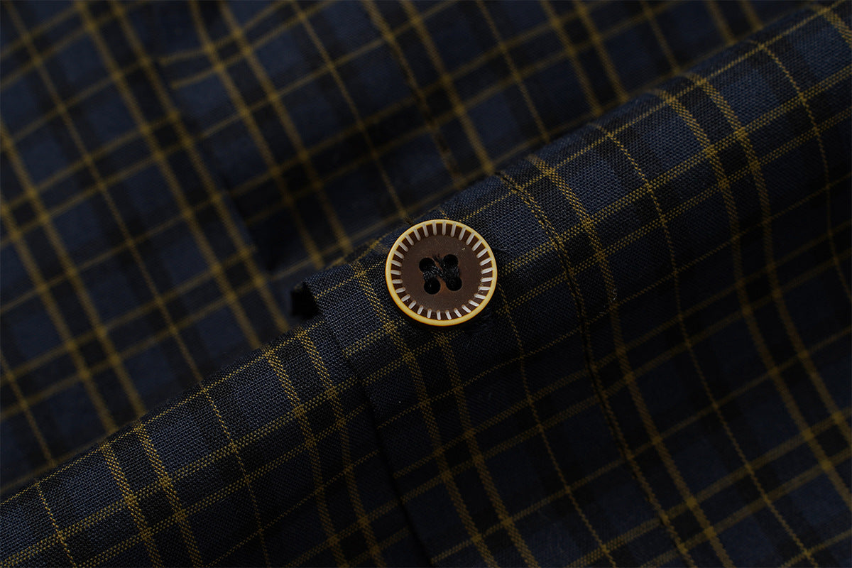 Chemise en flanelle à carreaux bleus – Coupe décontractée, manches longues et boutonnage