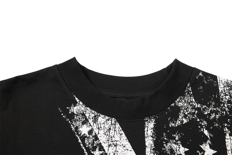 Men's Black Long Sleeve Graphic Tee – Distressed Union Jack Print