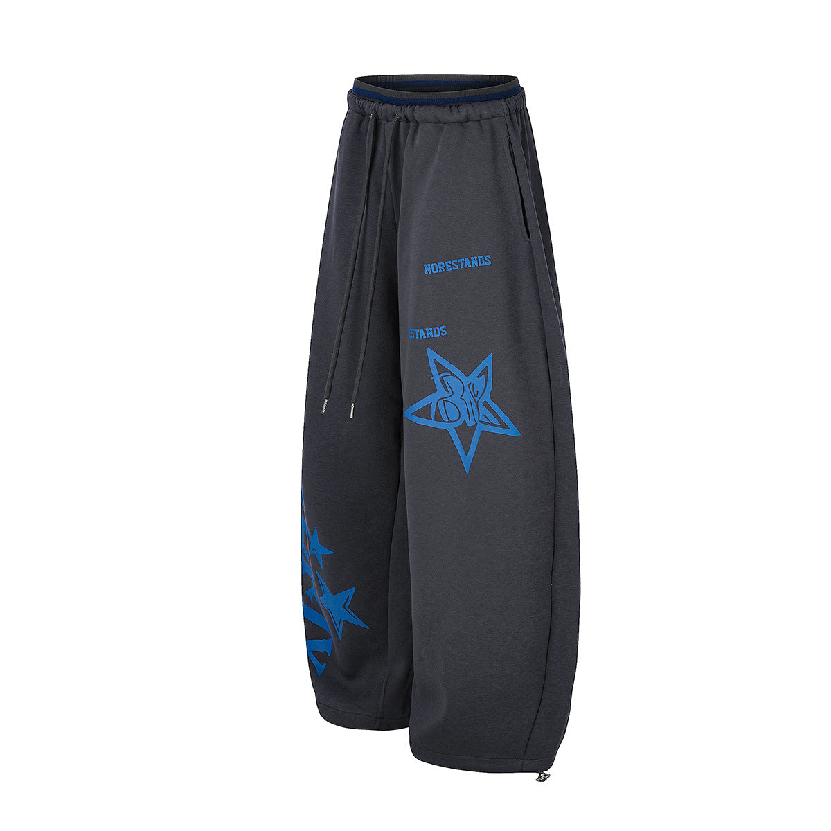 Pantalon de survêtement graphique à jambes larges, imprimé étoile et taille à cordon