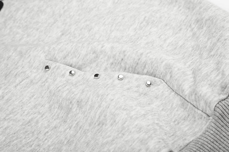 Zip-Up Hoodie Vintage Washed Rhinestone Rivet Graphic Oversized Cardigan