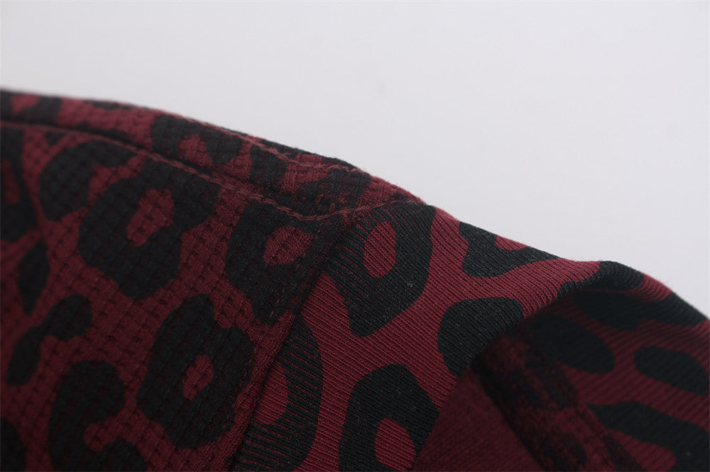 Leopard Print Long-Sleeve Shirt with Sleeve Script & Swirl Graphics