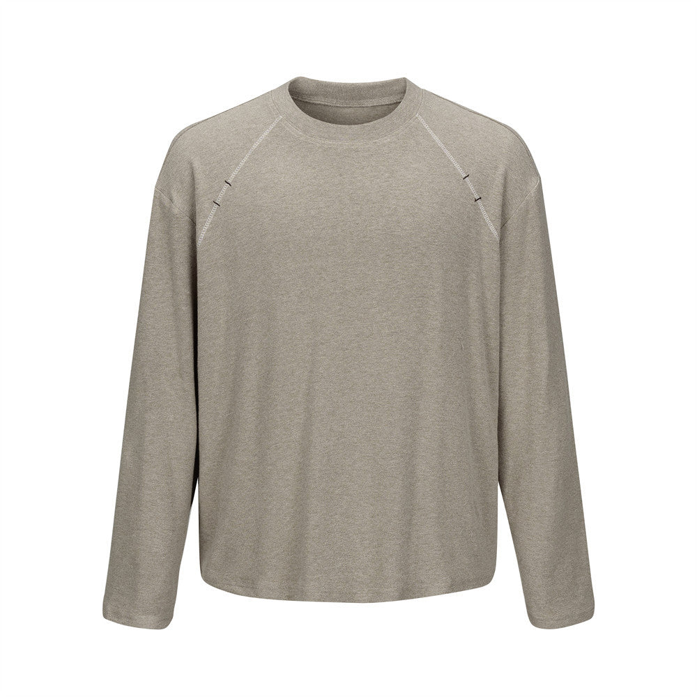 Men's Oversized Long Sleeve Raglan T-Shirt – Relaxed Fit Solid Crew Neck Top