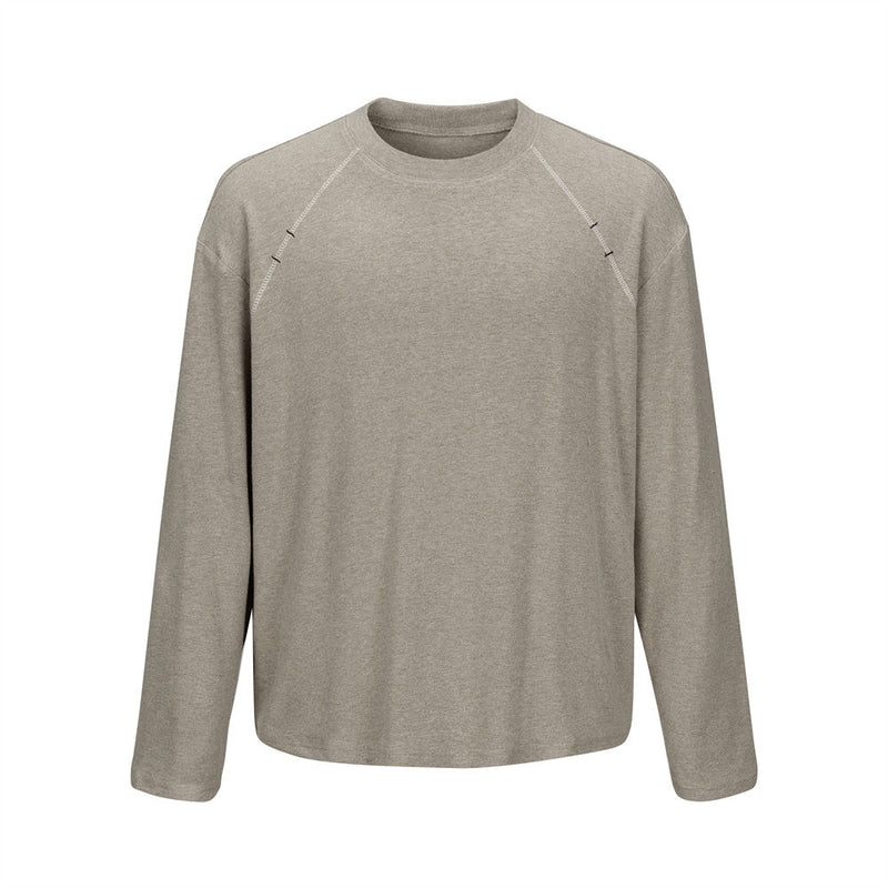 Men's Oversized Long Sleeve Raglan T-Shirt – Relaxed Fit Solid Crew Neck Top