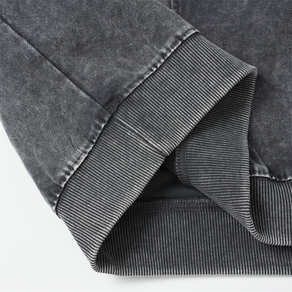 Hoodie oversize à enfiler délavé à l’acide – Streetwear vintage délavé à empiècements