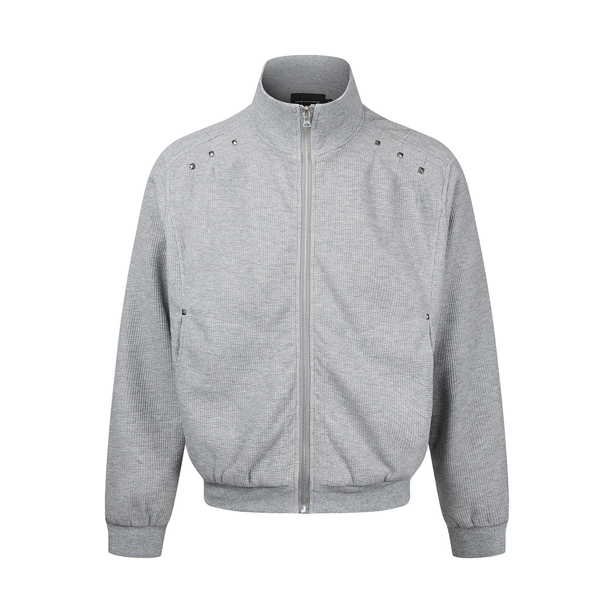 Blouson bomber en maille gaufrée délavée à l’acide avec rivets métalliques