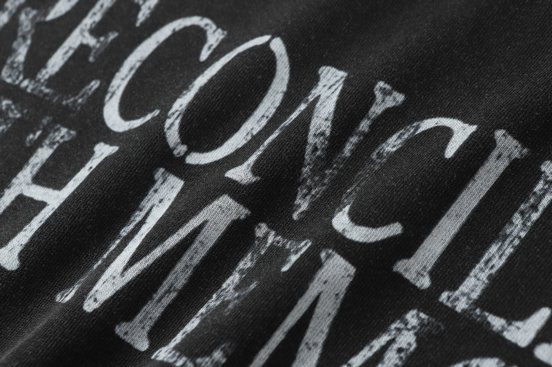 T-shirt manches longues à manches camouflage usées, effet deux pièces – Streetwear noir délavé
