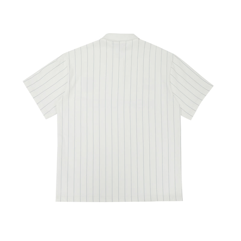 Men's Short Sleeve Pinstripe Polo Shirt – Oversized Varsity Graphic Jersey