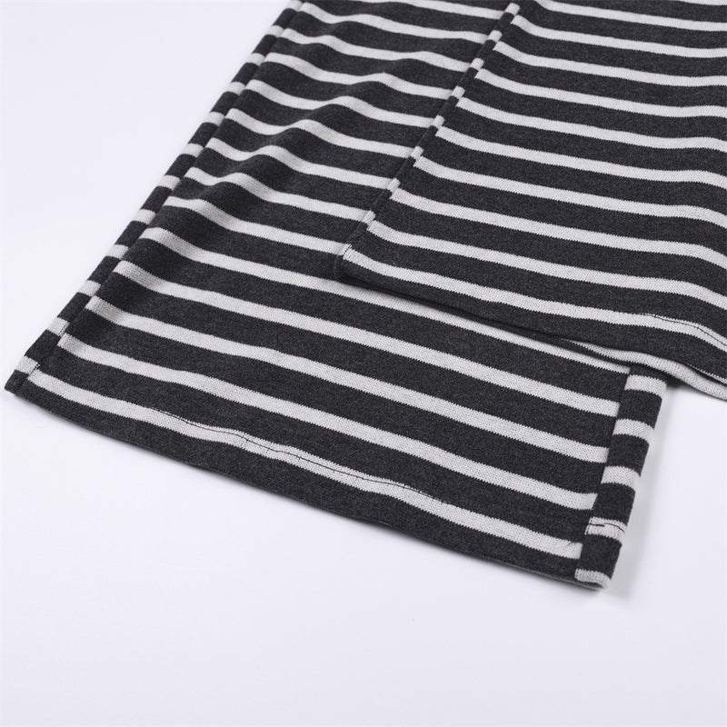 Wide-Leg Striped Pants with Colorblock Waistband – Men's Relaxed Fit