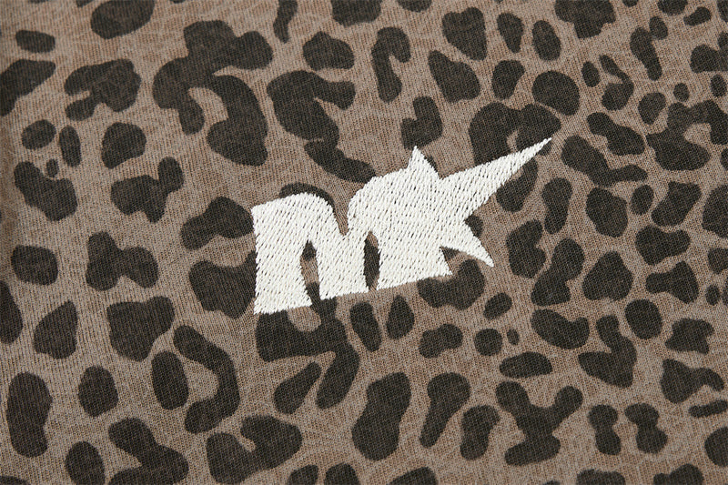 Mafa Vintage Leopard Print Short Sleeve Polo Shirt