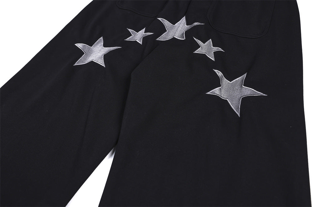 Grim Reaper Embroidered Baggy Sweatpants – Wide Leg Hip-Hop Street Pants