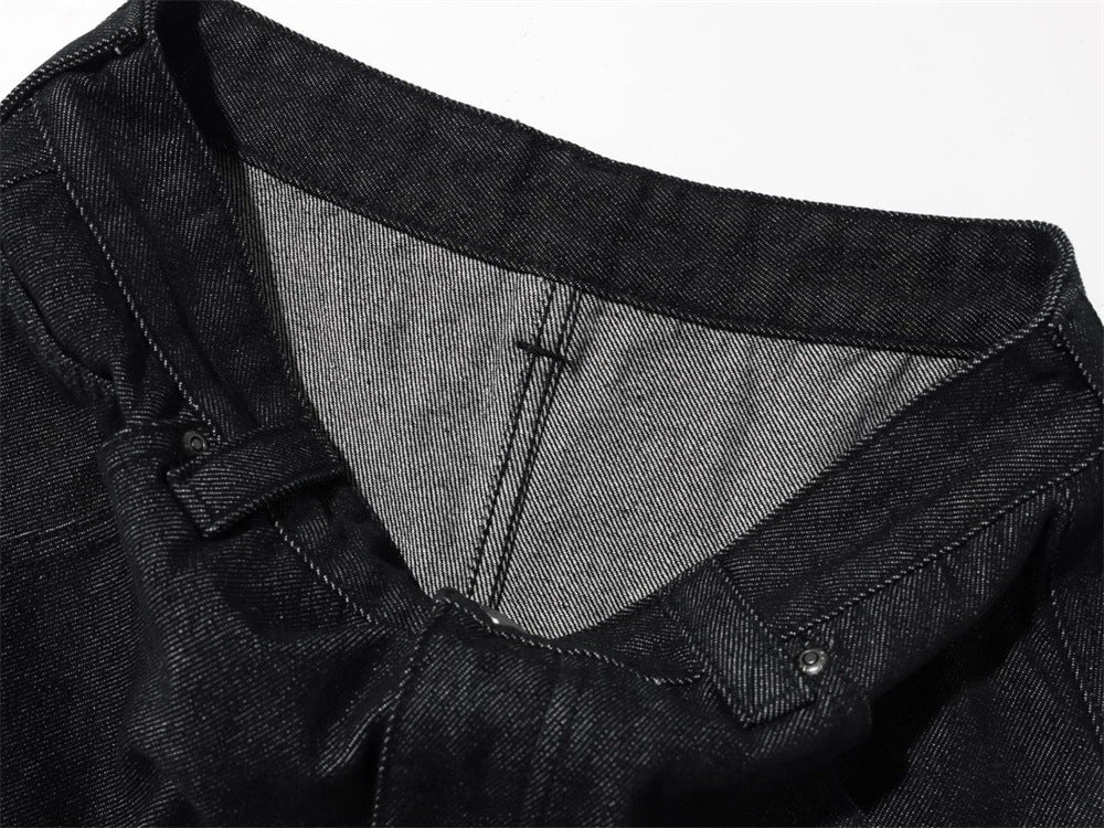 Black Baggy Cargo Jeans Men – Wide-Leg Denim with Large Utility Pockets