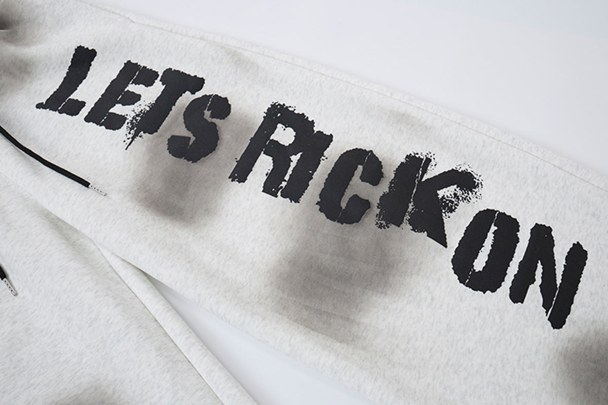 Wide-Leg-Sweatpants mit Union-Jack- und „Let's Rock On“-Print, Seitenstreifen