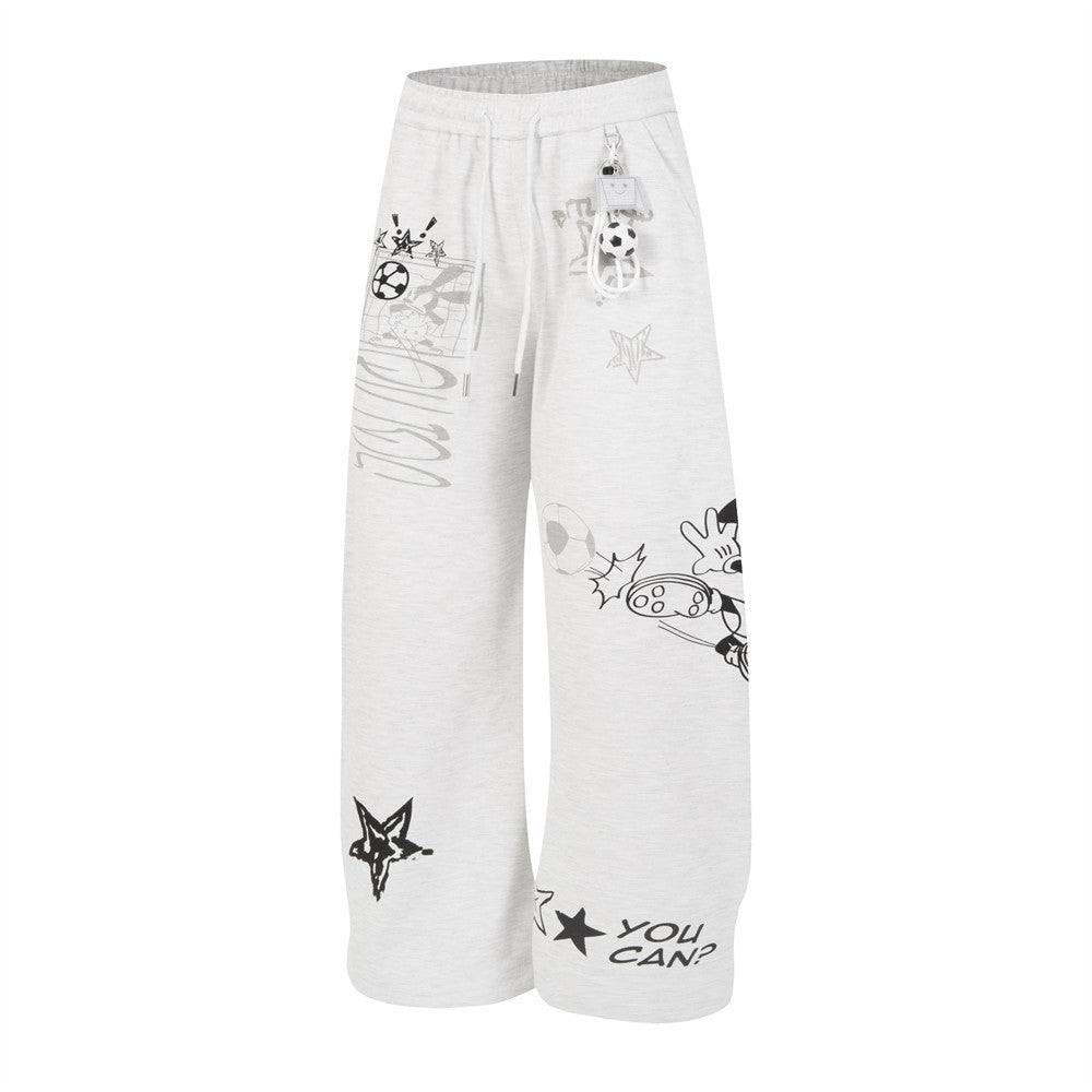 Mickey Mouse Graphic Print Wide-Leg Sweatpants – Y2K Hip Hop Street Style
