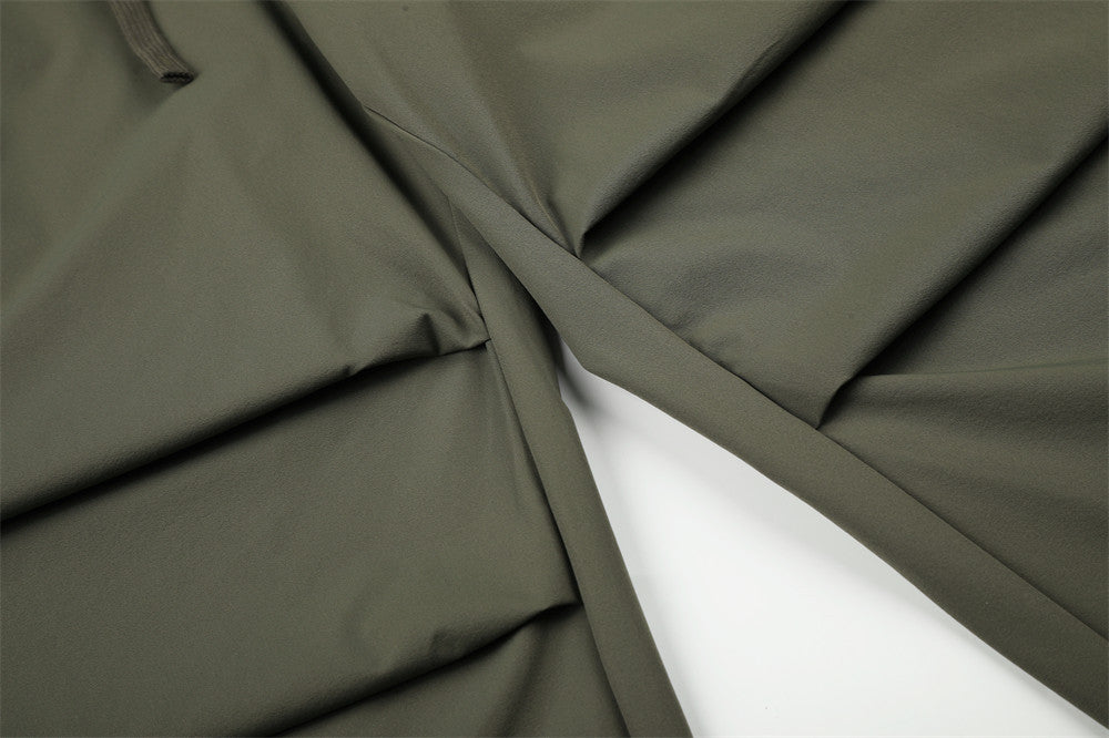 Wide-Leg Parachute Pants – Pleated Drawstring Trousers with Ruched Detail