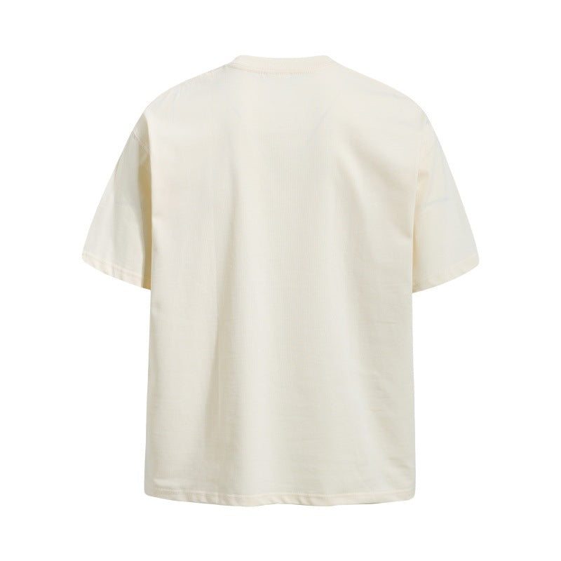 Cartoon Insect & Leaf Print Cotton T-Shirt