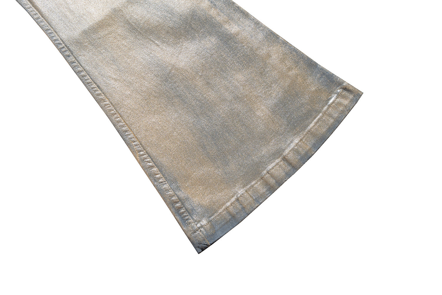 Jean flare métallisé doré – Pantalon en denim large à pattes d’éléphant