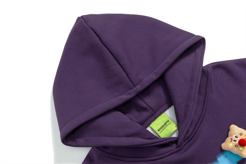 Sudadera con capucha extragrande y estampado gráfico para hombre — Diseño de letras llamativas y parche de oso