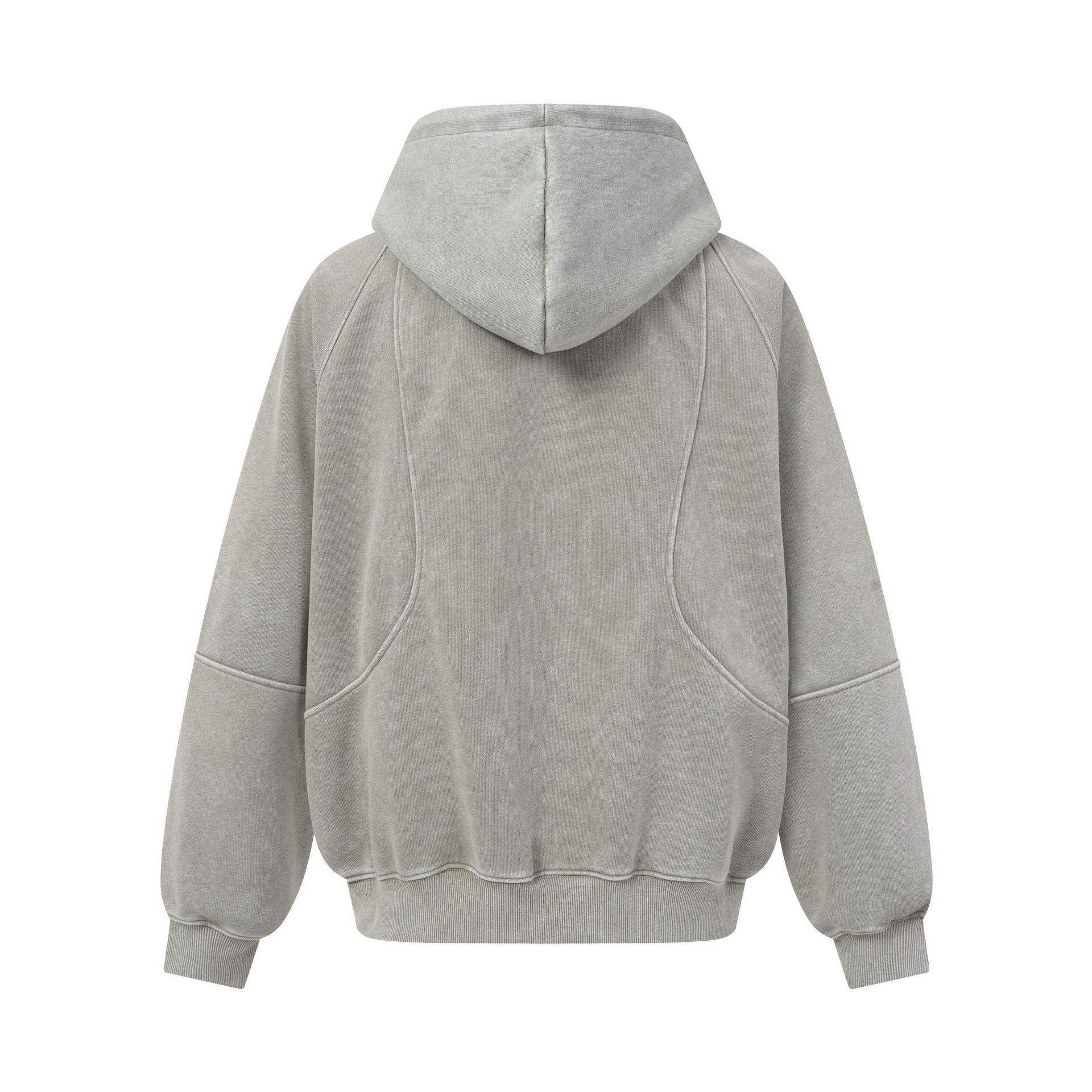 Oversized Acid Wash Zip-Up Hoodie – Deconstructed Streetwear Design