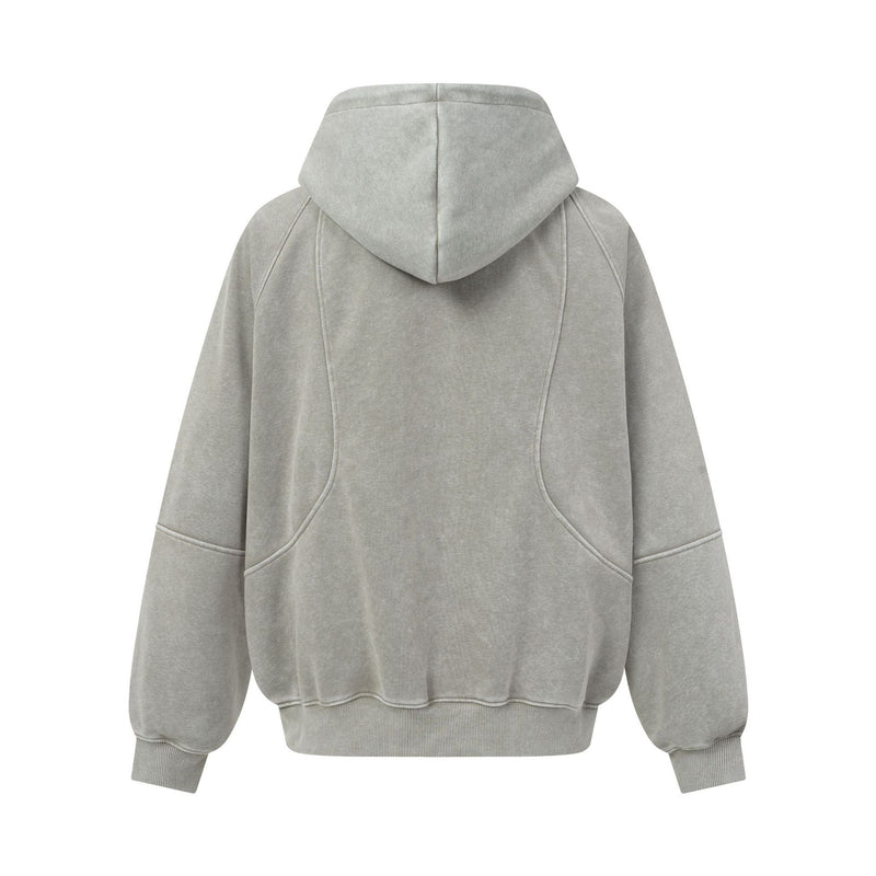 Oversized Acid Wash Zip-Up Hoodie – Deconstructed Streetwear Design