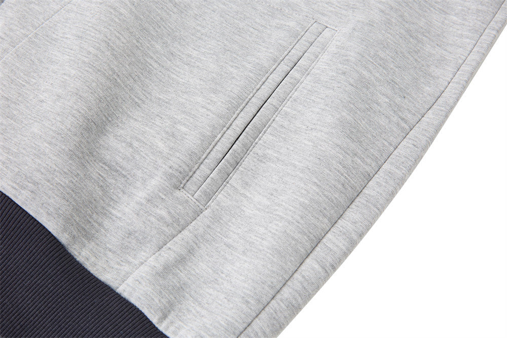 Men's Black Zip-Up Hoodie – Colorblock Graphic Streetwear Sweatshirt