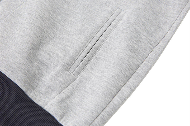 Men's Black Zip-Up Hoodie – Colorblock Graphic Streetwear Sweatshirt