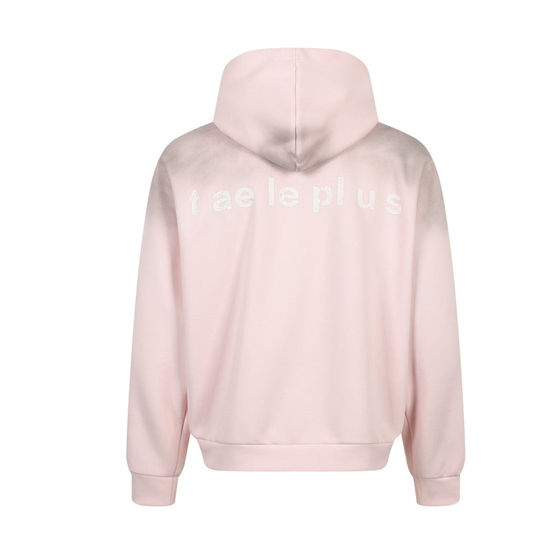 Zip-Hoodie mit aufgesticktem Einhorn und Badge-Patches – Gewaschener Farbverlauf