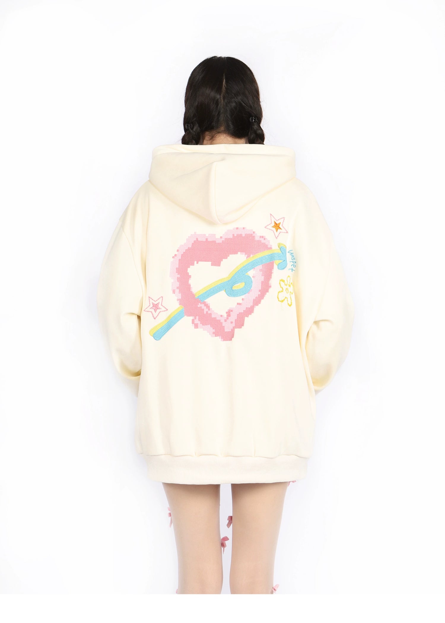 Kawaii Pastel Cartoon Hoodie – Süßer Hoodie mit durchgehendem Reißverschluss und verspielten gestickten Designs